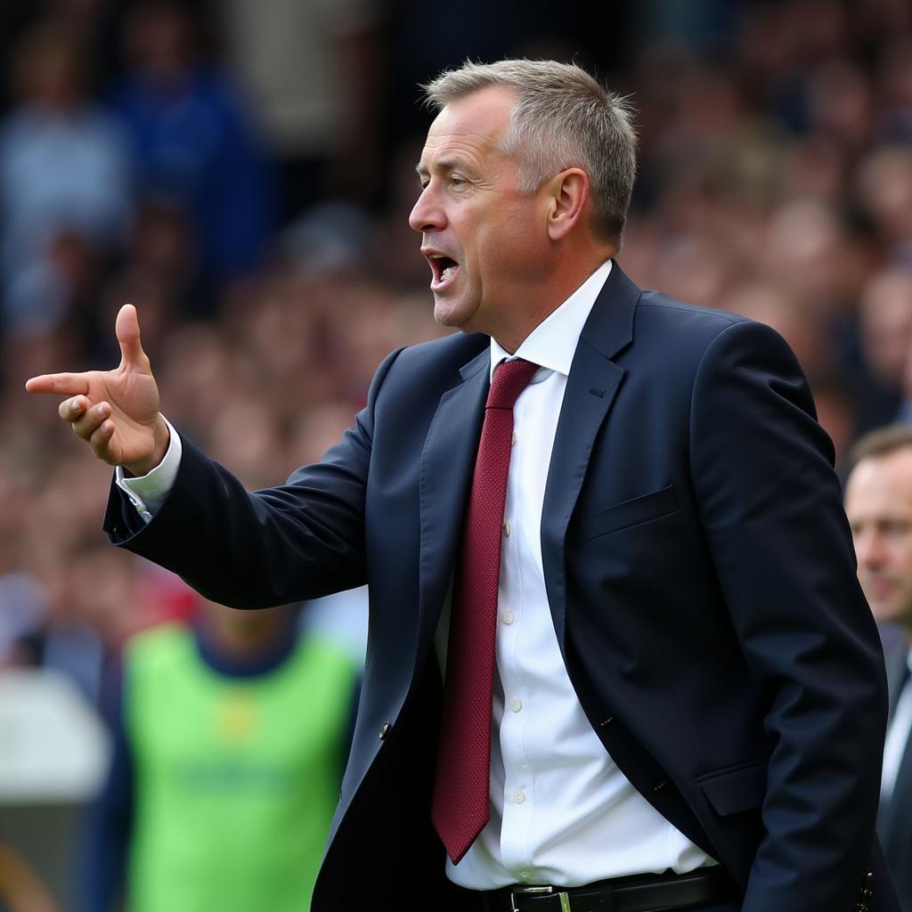 Paul Coulson, Chủ tịch Barrow AFC, chỉ đạo đội bóng trong một trận đấu quan trọng.
