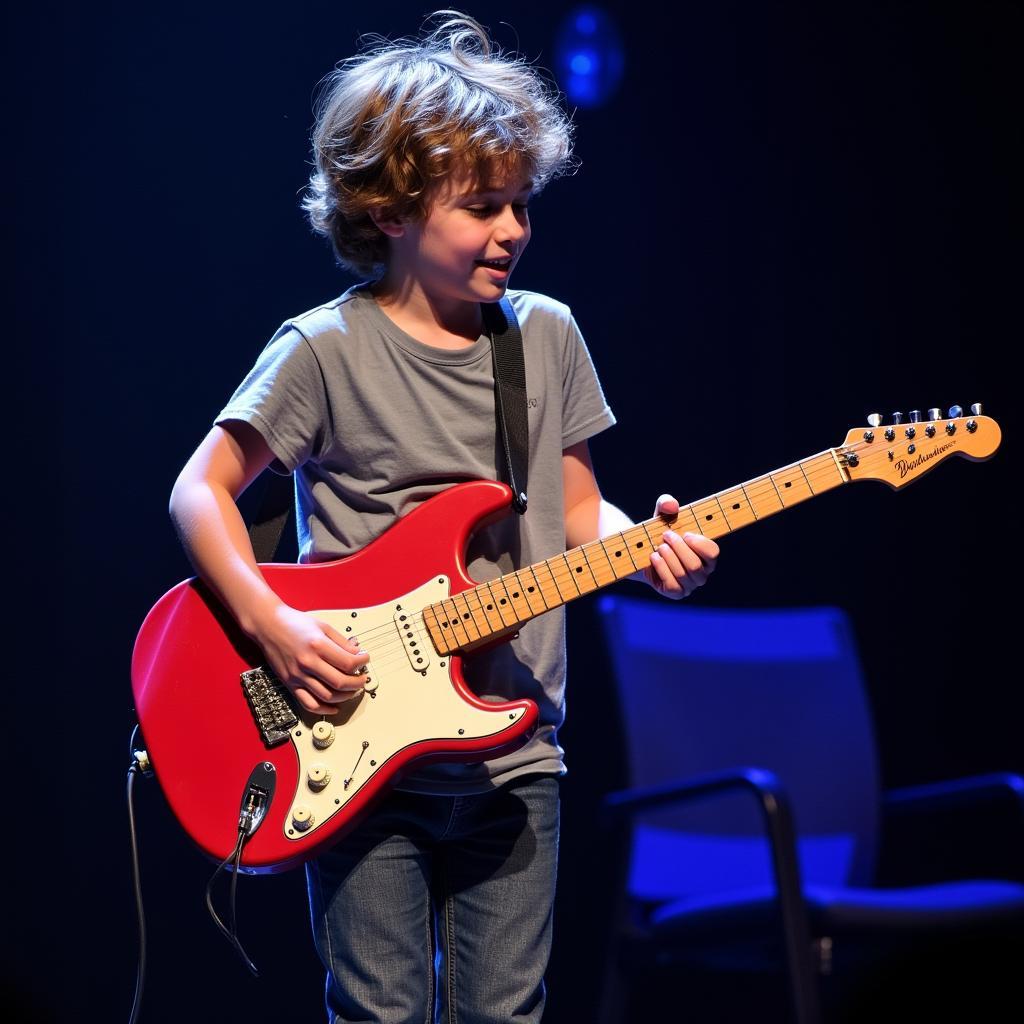 Young Quinn Sullivan shredding on his guitar