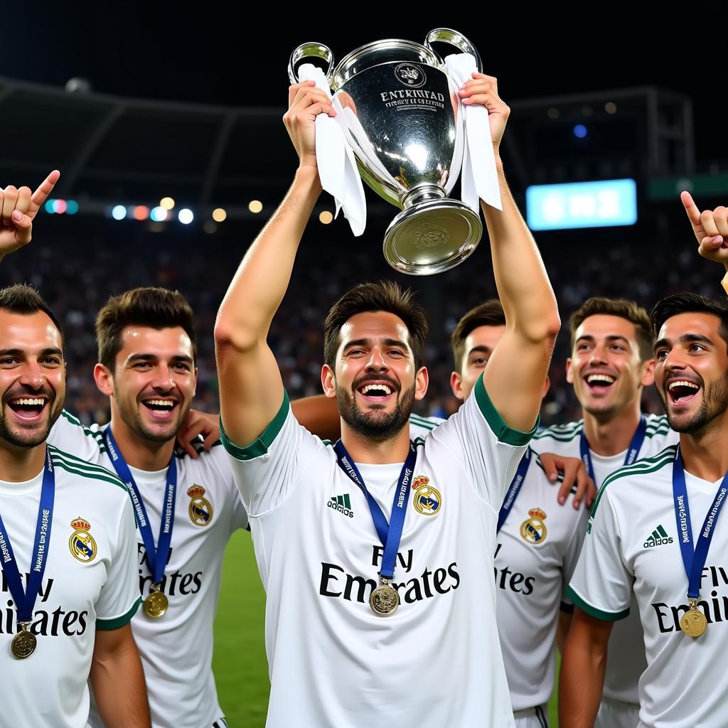 Raul Gonzalez nâng cao chiếc cúp Champions League
