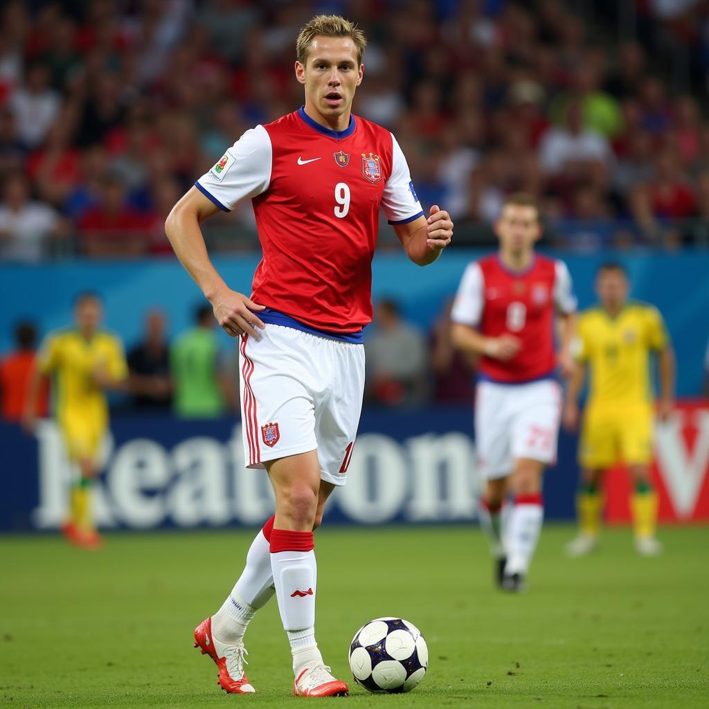Roman Pavlyuchenko thi đấu cho đội tuyển quốc gia Nga tại Euro 2008