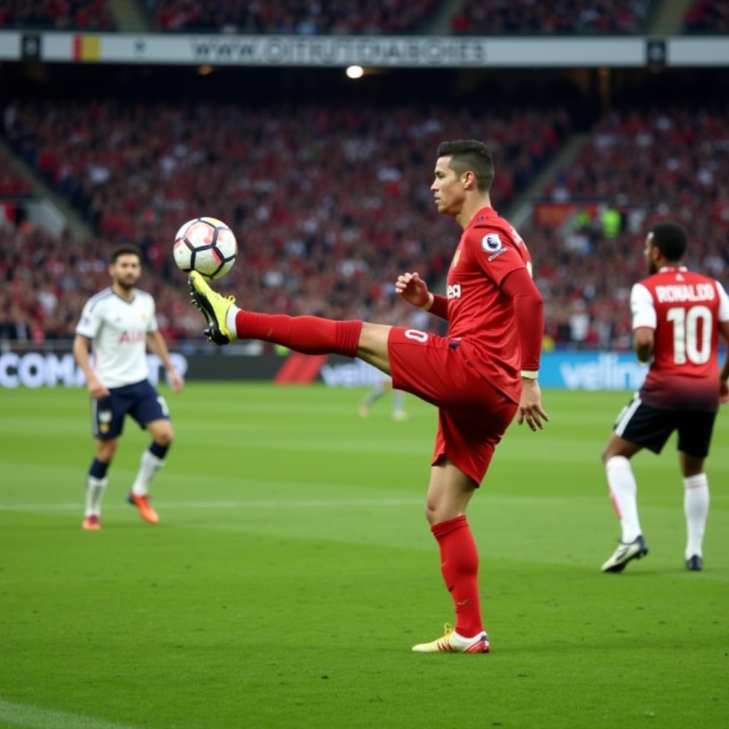 Ronaldo thực hiện cú đá phạt uy lực
