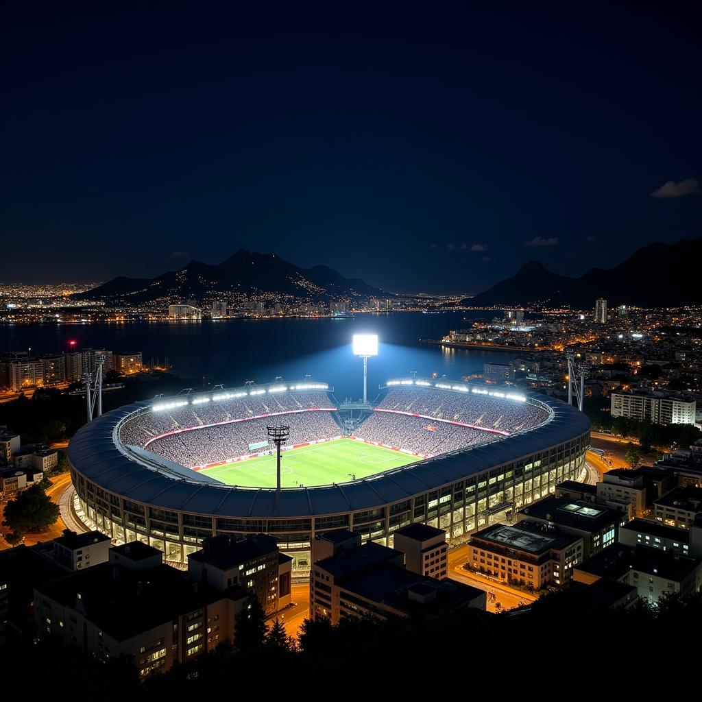 Sân vận động Cape Town rực rỡ ánh đèn trong đêm World Cup