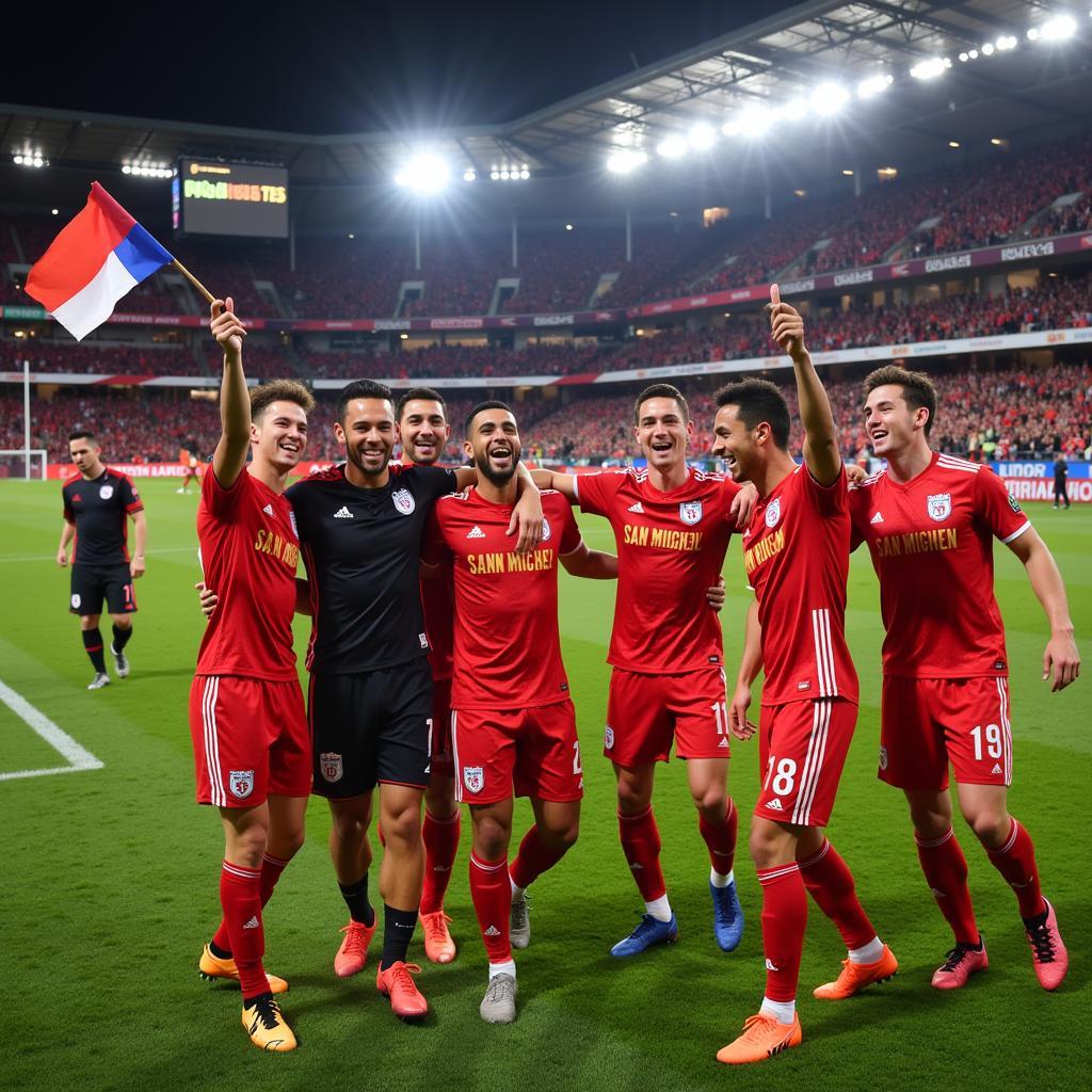 San Miguel FC ăn mừng chiến thắng cùng người hâm mộ
