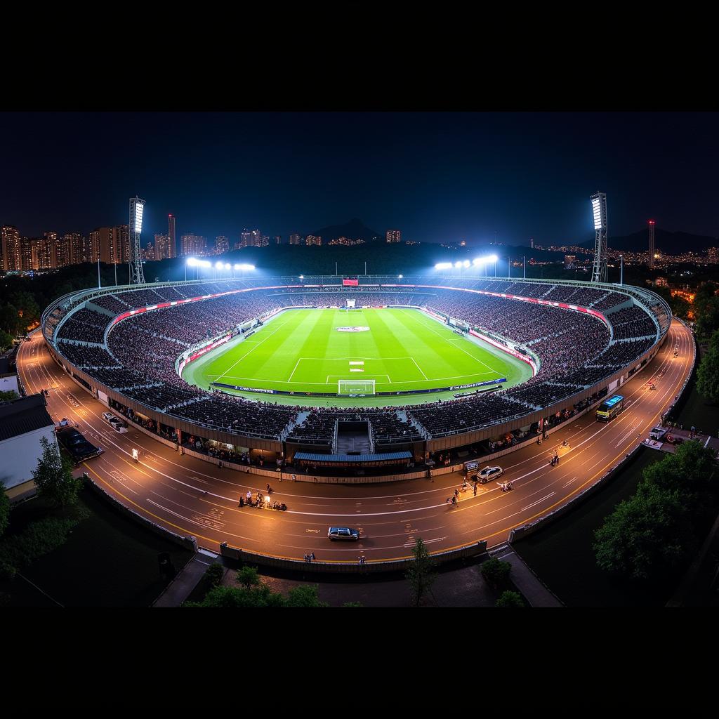 Toàn cảnh sân vận động Arena Fonte Nova lung linh trong đêm.