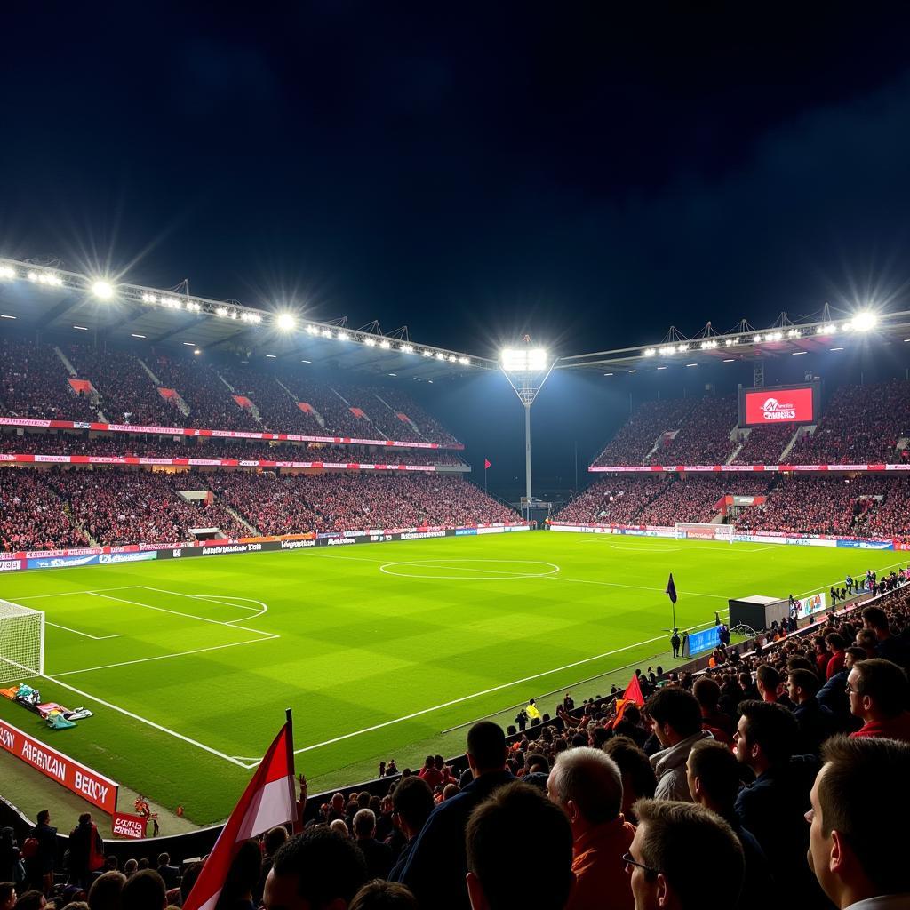 Union Berlin Stadium - Alte Försterei at night during a match