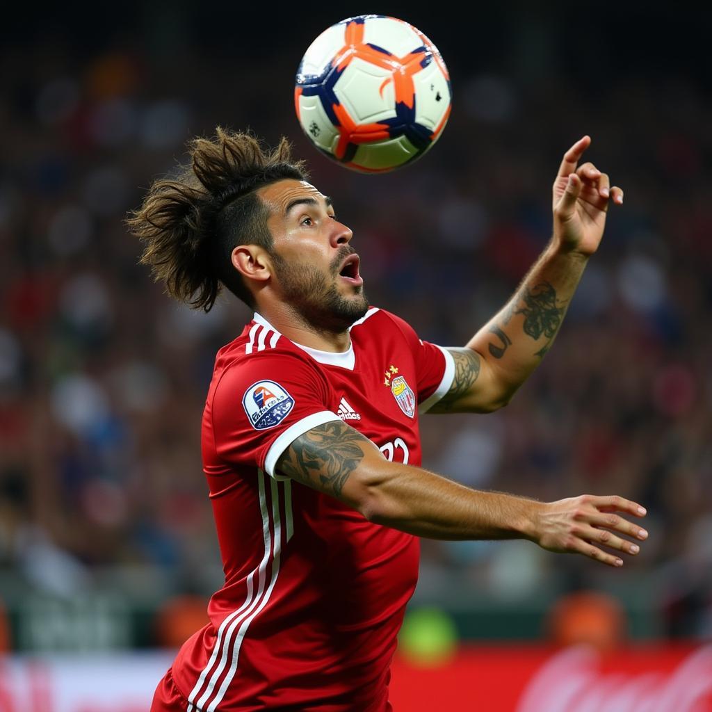 Sergio Ramos demonstrating his powerful heading technique.