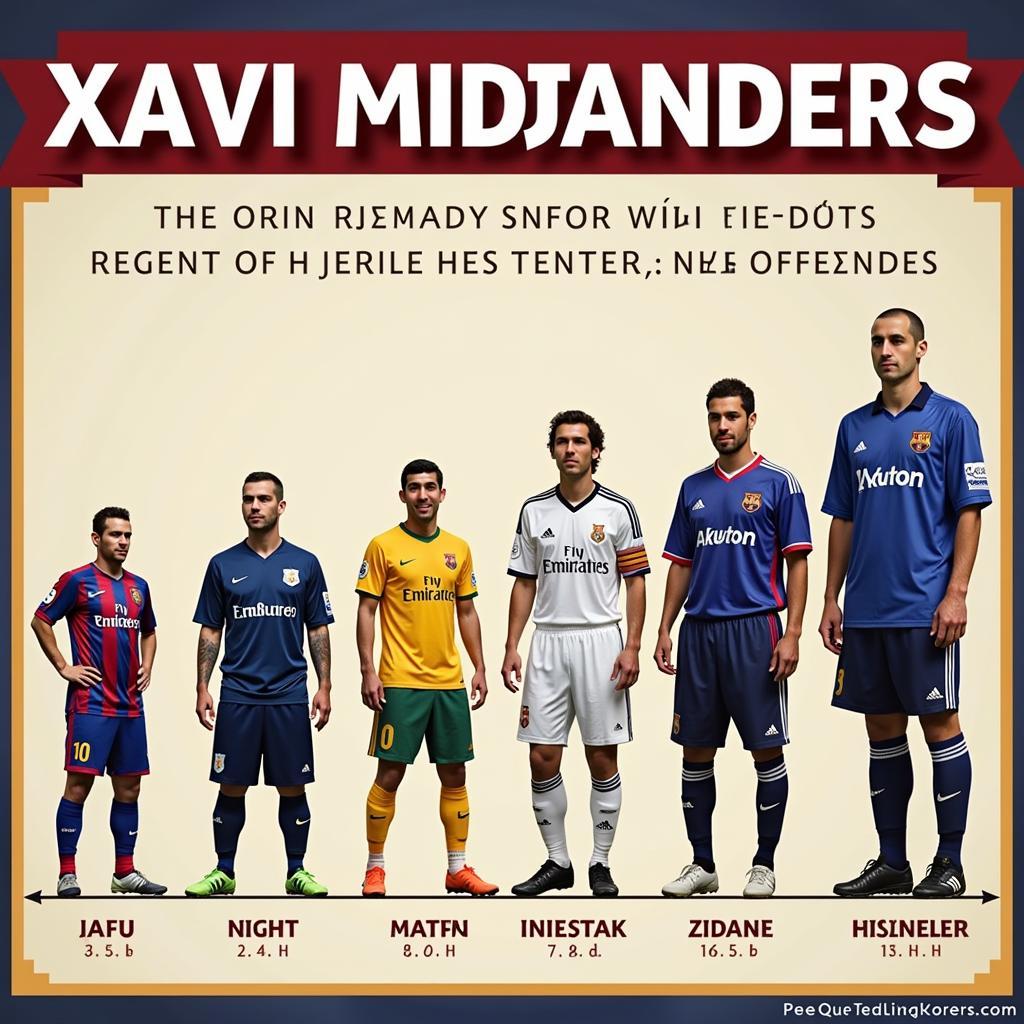 Comparison of Xavi's height with other midfielders