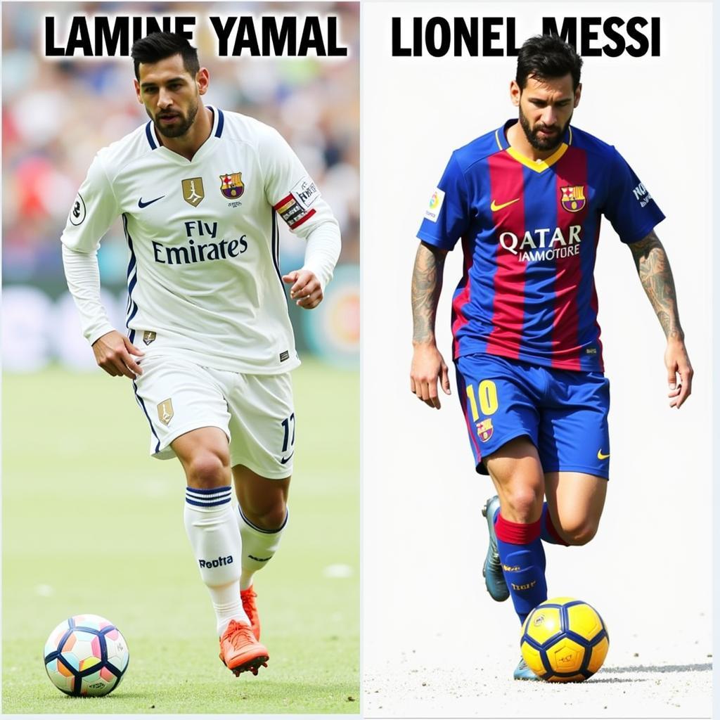 So sánh Lamine Yamal với Lionel Messi.