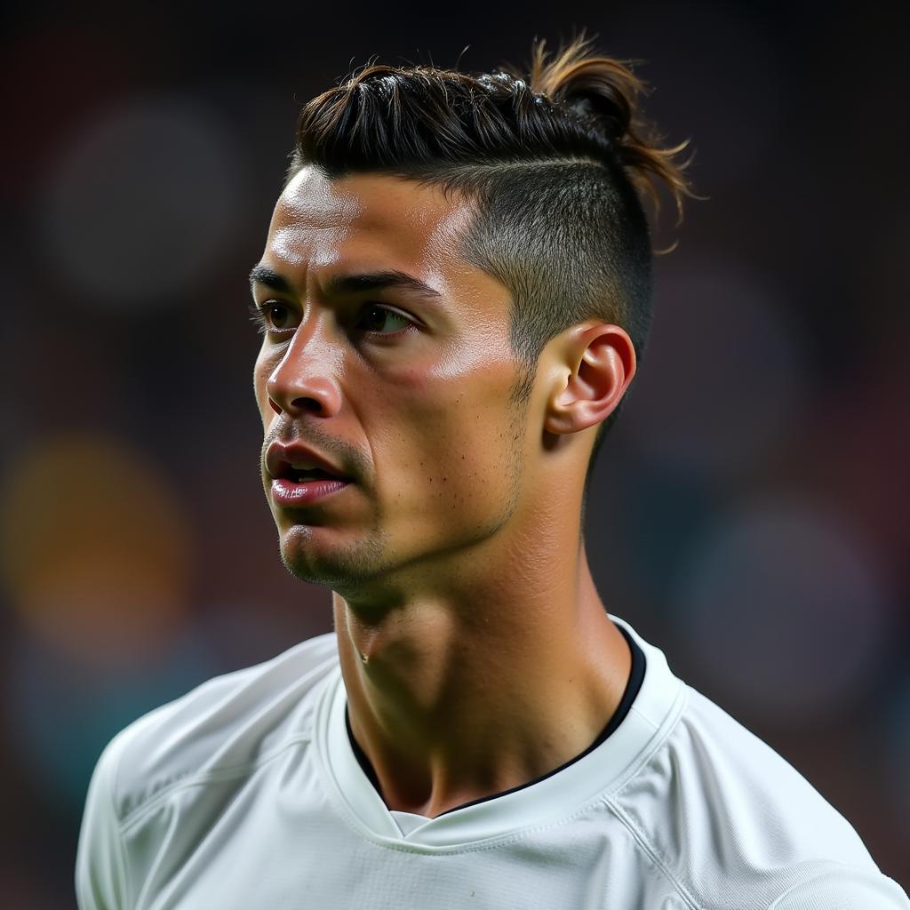 Cristiano Ronaldo tập trung cao độ trong một trận đấu