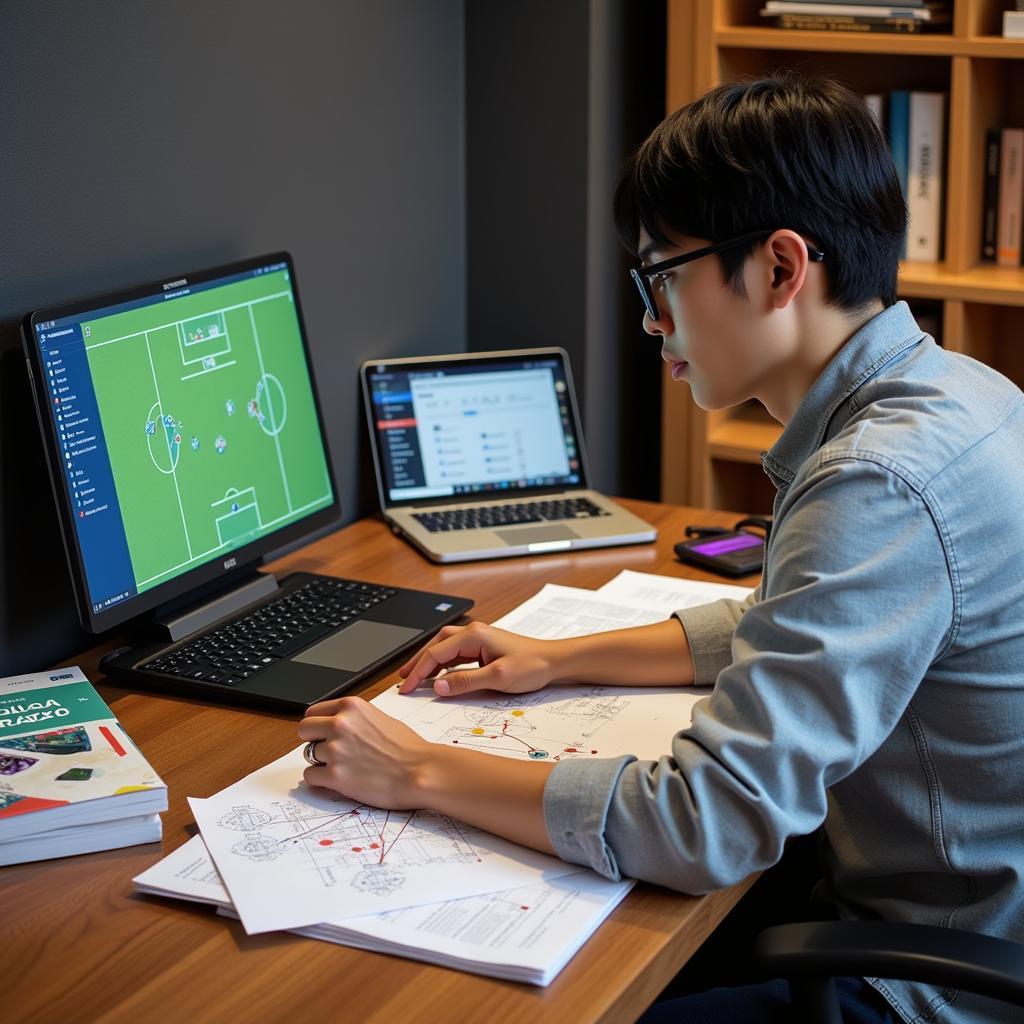 Taejoon Kim nghiên cứu bóng đá