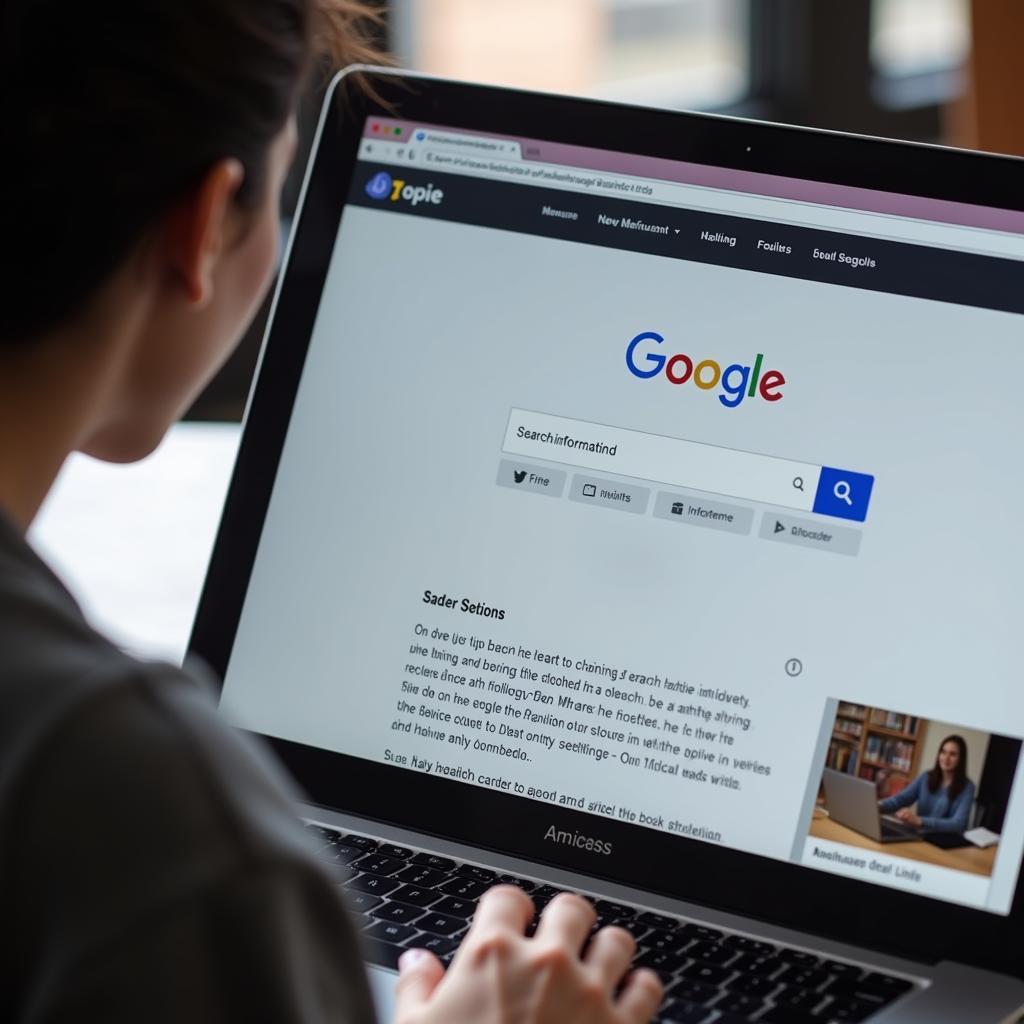 Hình ảnh minh họa về việc tìm kiếm thông tin trên internet