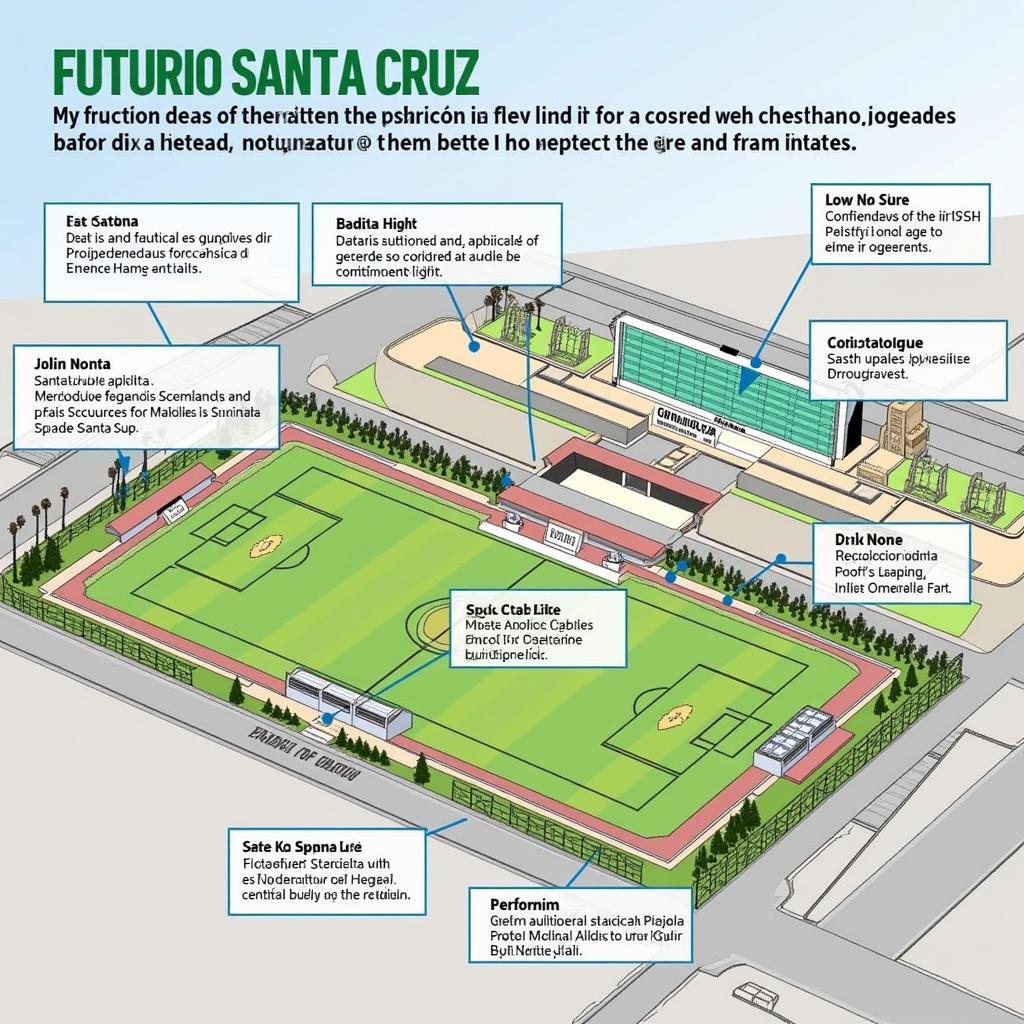 Mô phỏng sân vận động Estadio Santa Cruz trong tương lai với các nâng cấp hiện đại.