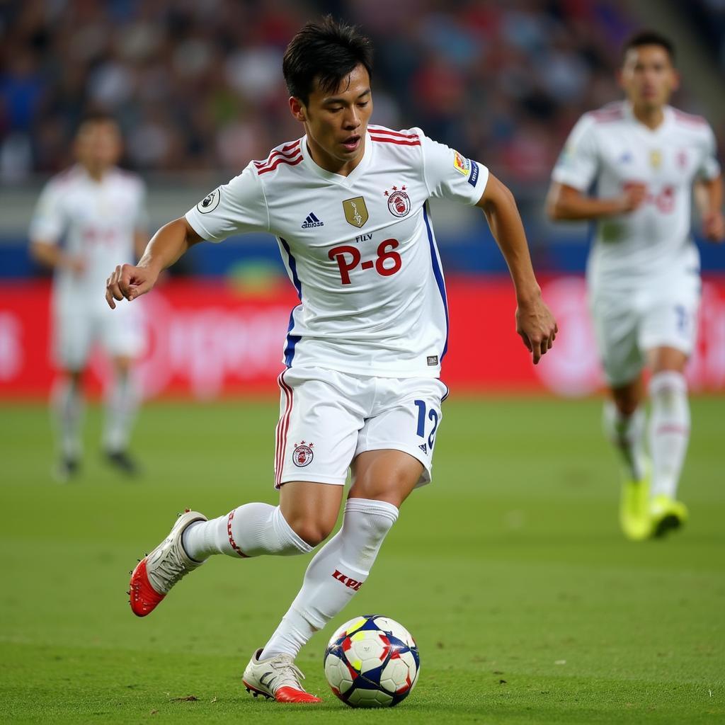 Wook Hwang trong một pha tấn công