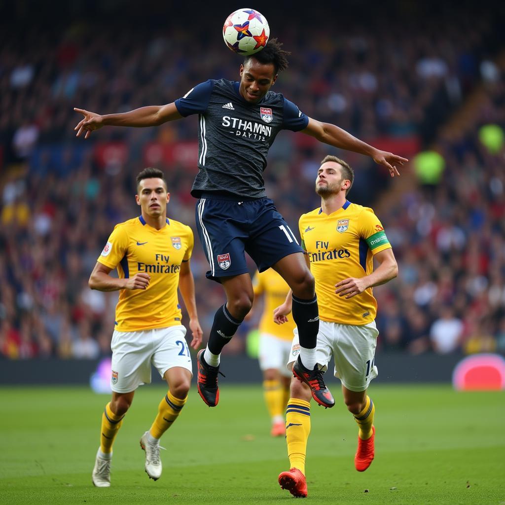 Yerry Mina winning a header