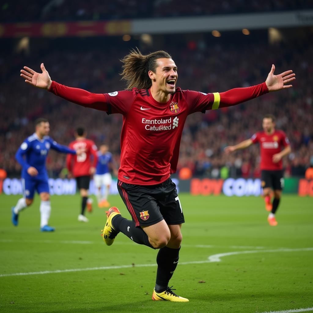Zlatan Ibrahimovic ăn mừng bàn thắng