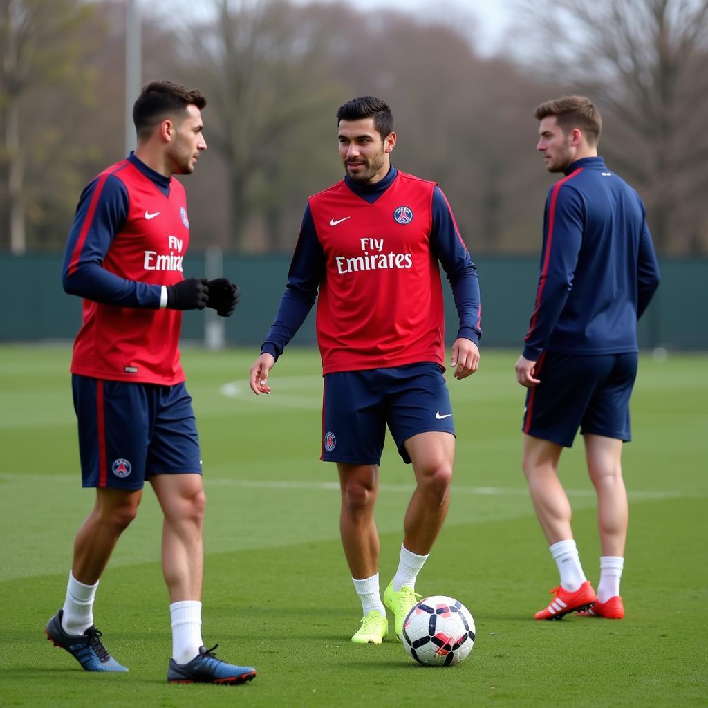 Alexandre Letellier tập luyện cùng đồng đội tại PSG