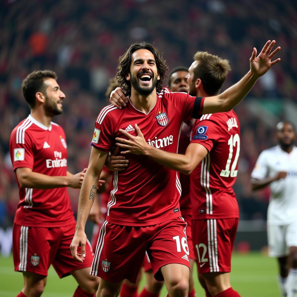 Andrea Pirlo ăn mừng chiến thắng cùng đồng đội