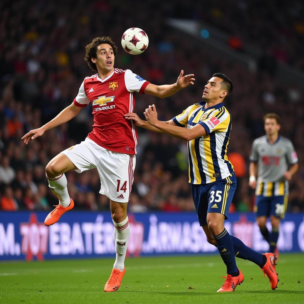 Mikel Oyarzabal tranh chấp bóng bổng