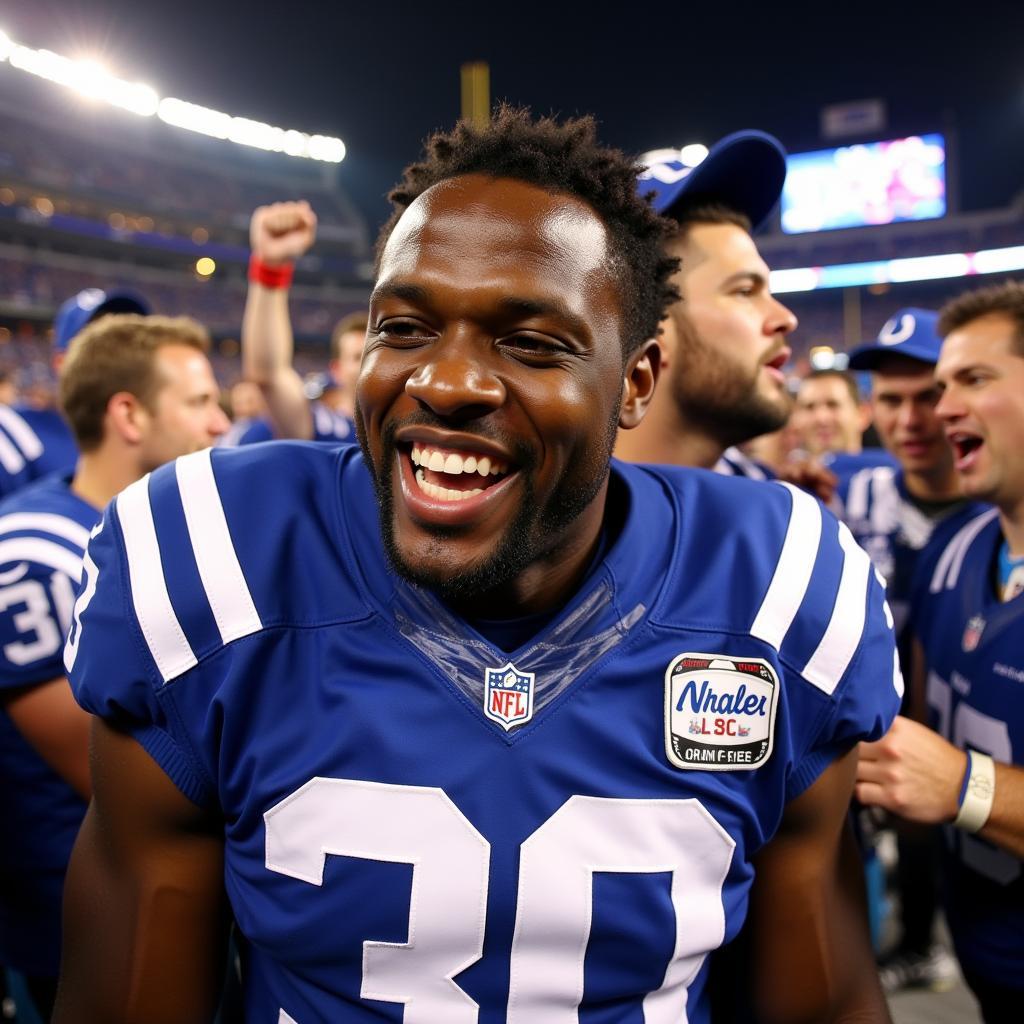 Corey Addai ăn mừng chiến thắng Super Bowl XLI