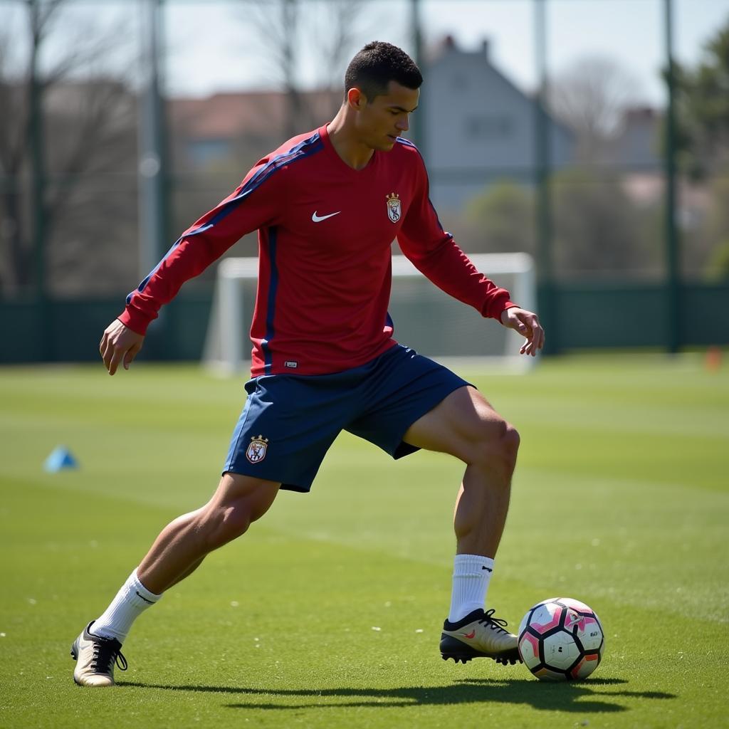 Cristiano Ronaldo luyện tập Rares Pop