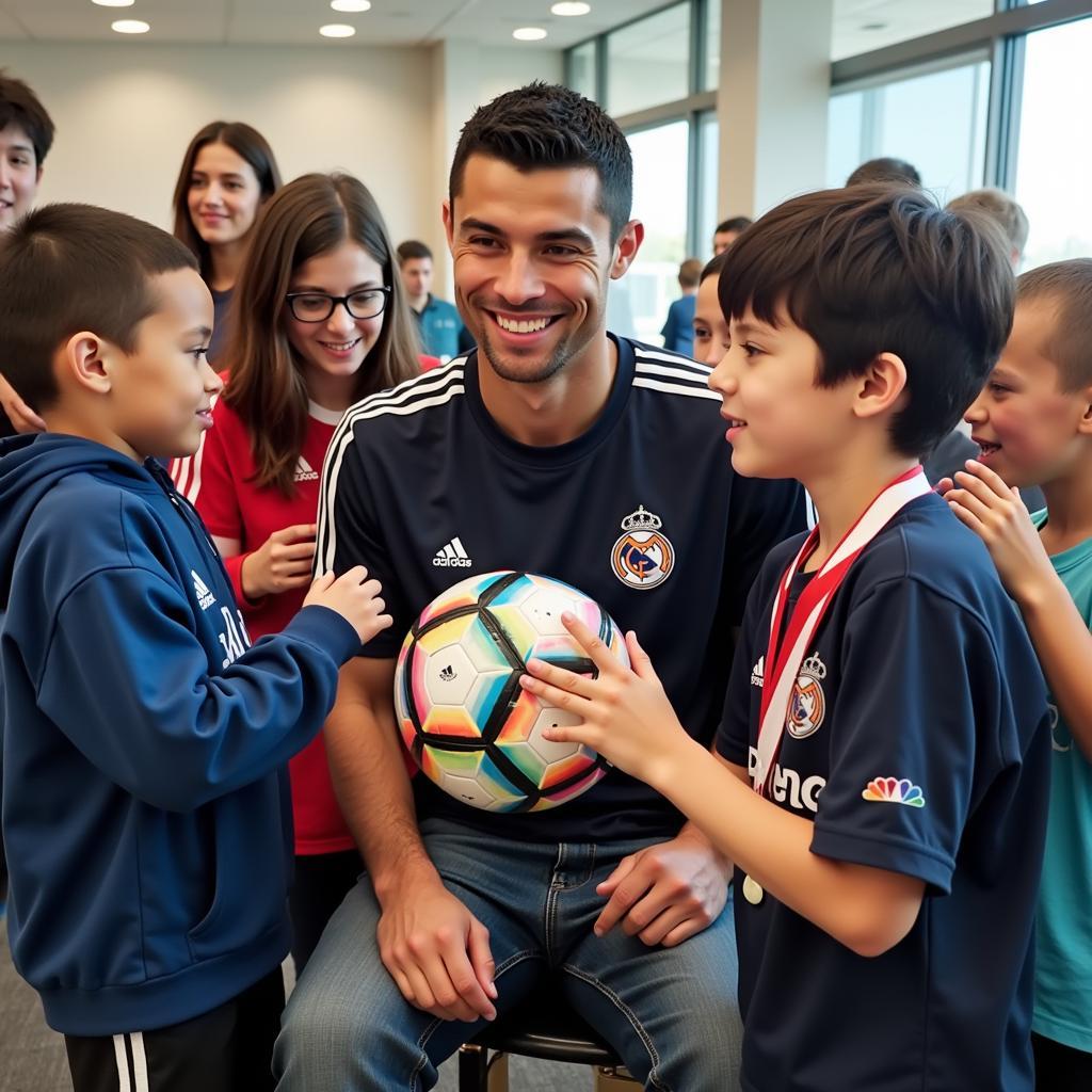 Cristiano Ronaldo giao lưu với các fan nhí, truyền cảm hứng cho thế hệ tương lai.