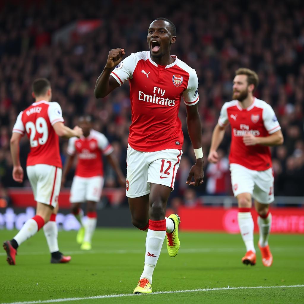 Eddie Nketiah ăn mừng bàn thắng