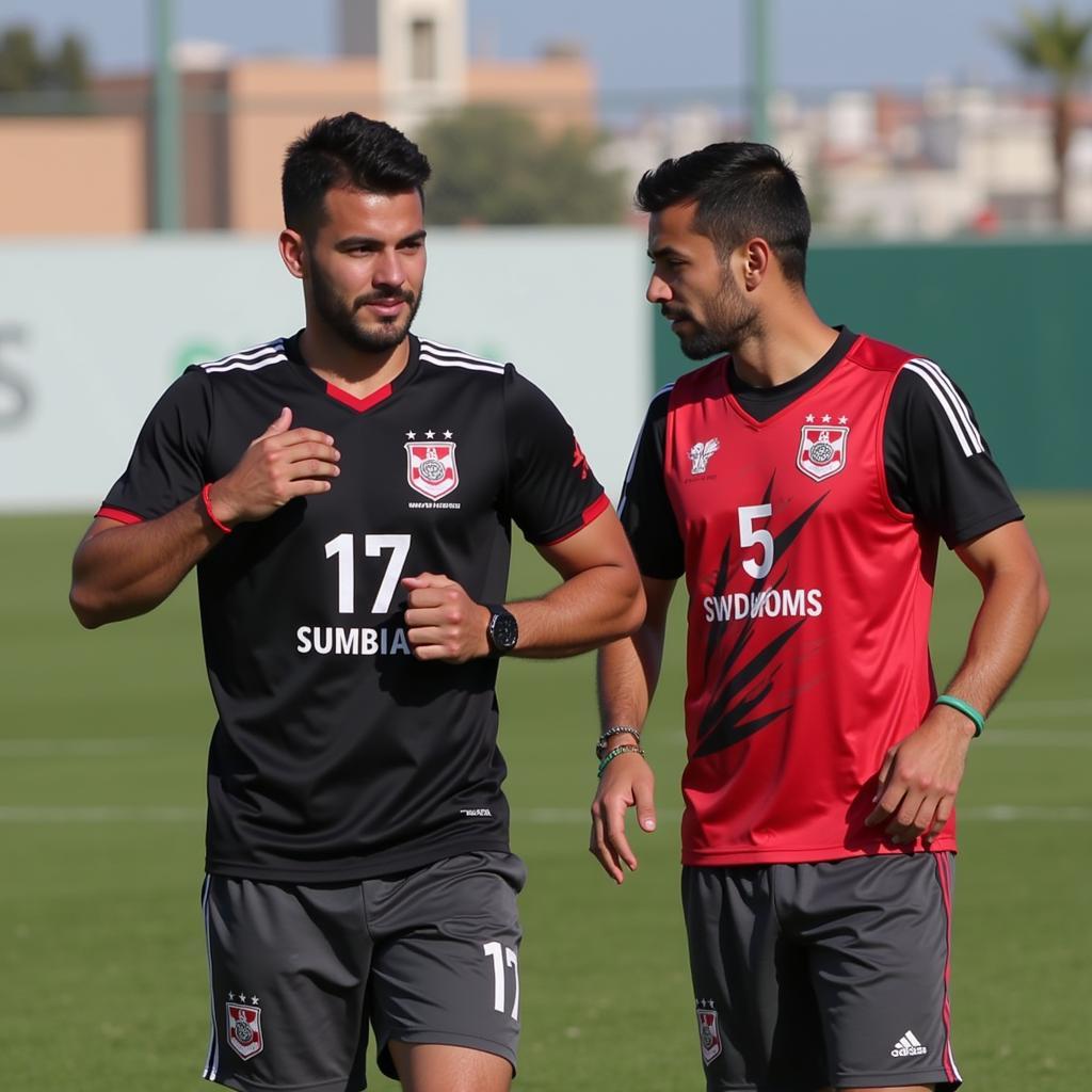 Estudiantes de La Plata players training intensely