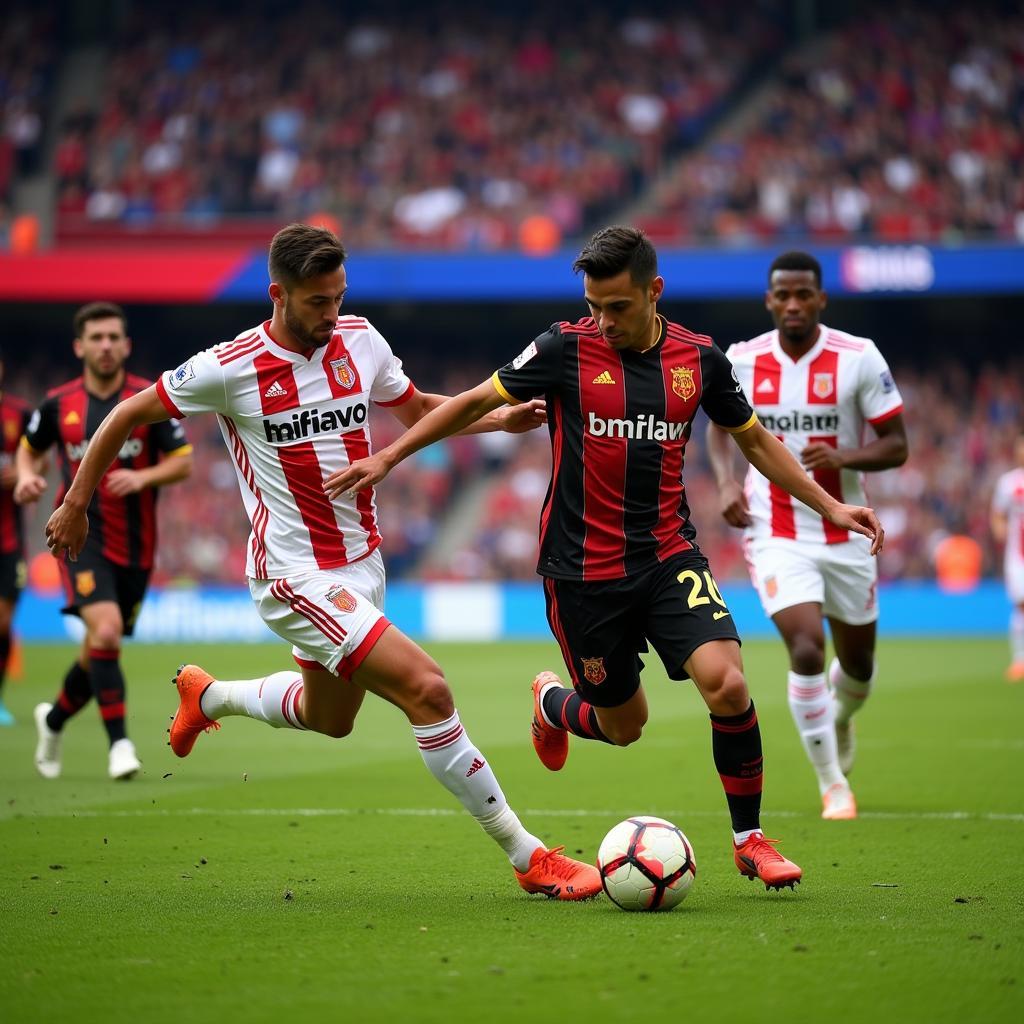 Cầu thủ Granada FC thi đấu trên sân Los Carmenes