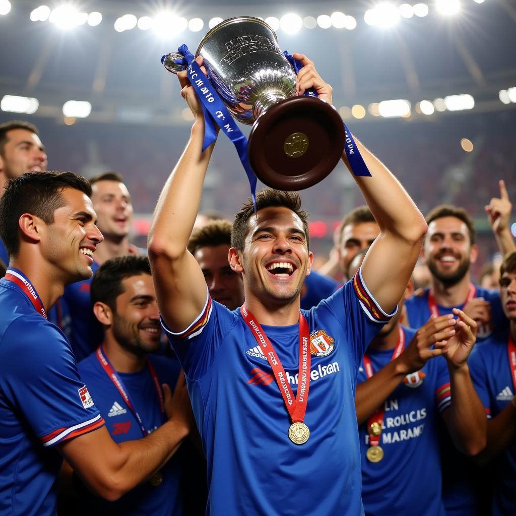 Héctor Moreno ăn mừng danh hiệu cùng đồng đội