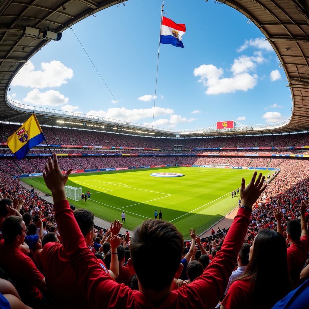 Cổ động viên cuồng nhiệt tại sân vận động Estadio Jose Briceño.