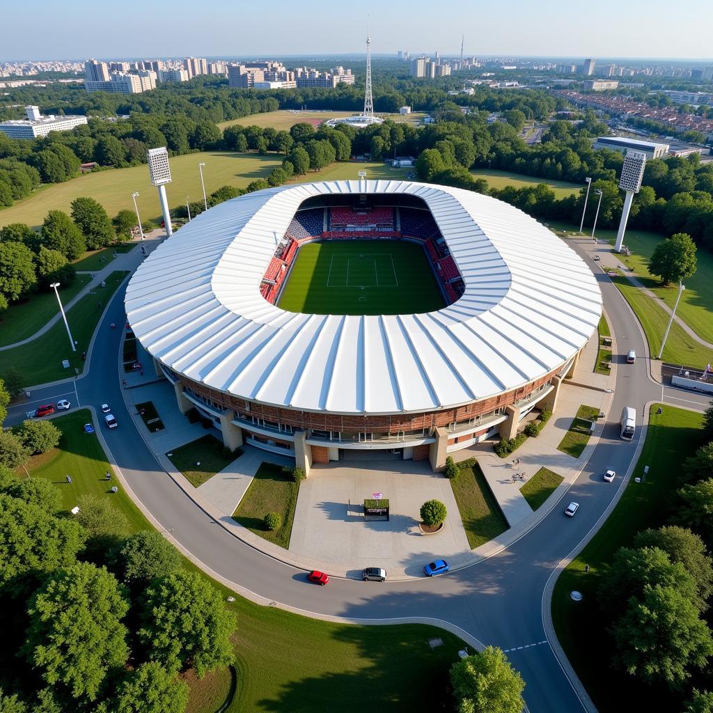 Kiến trúc Volksparkstadion góc nhìn từ trên cao