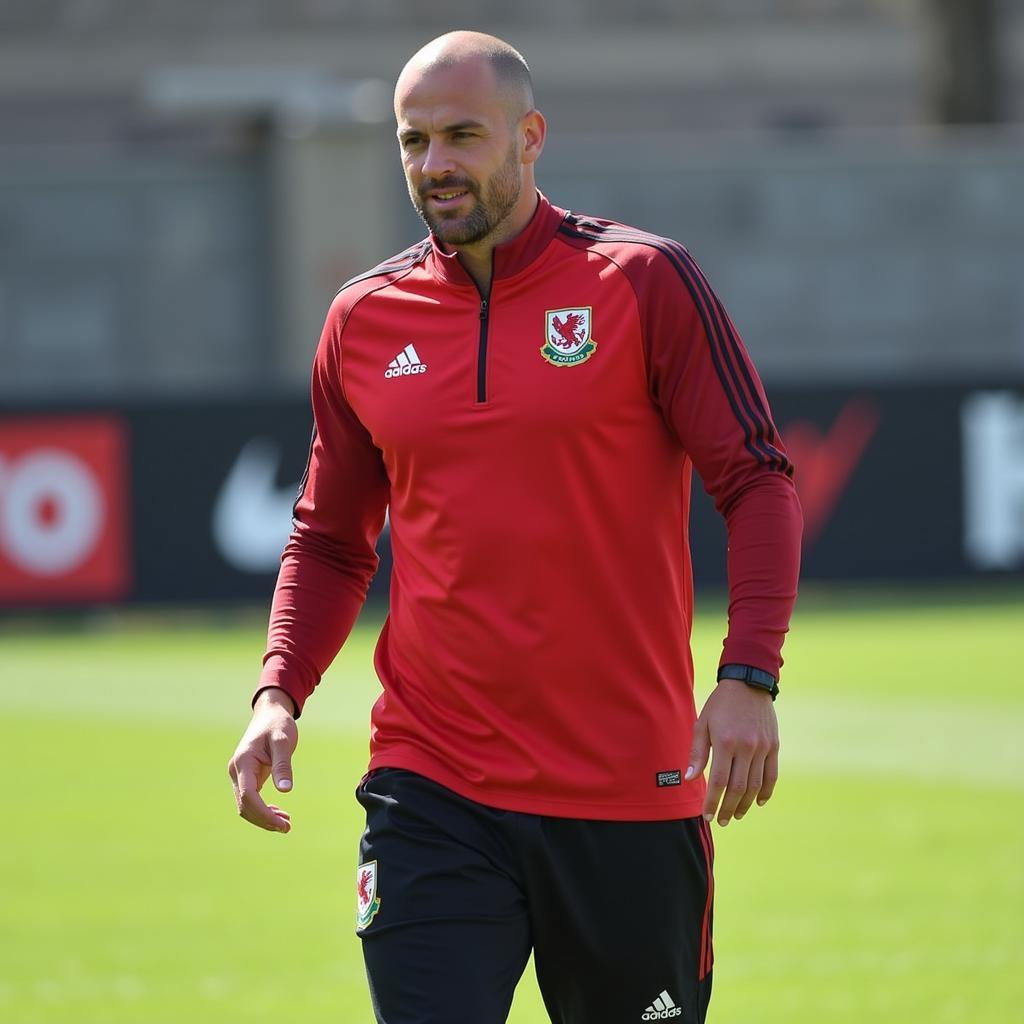 Louis Lloyd Wrexham tập luyện chăm chỉ trên sân tập.