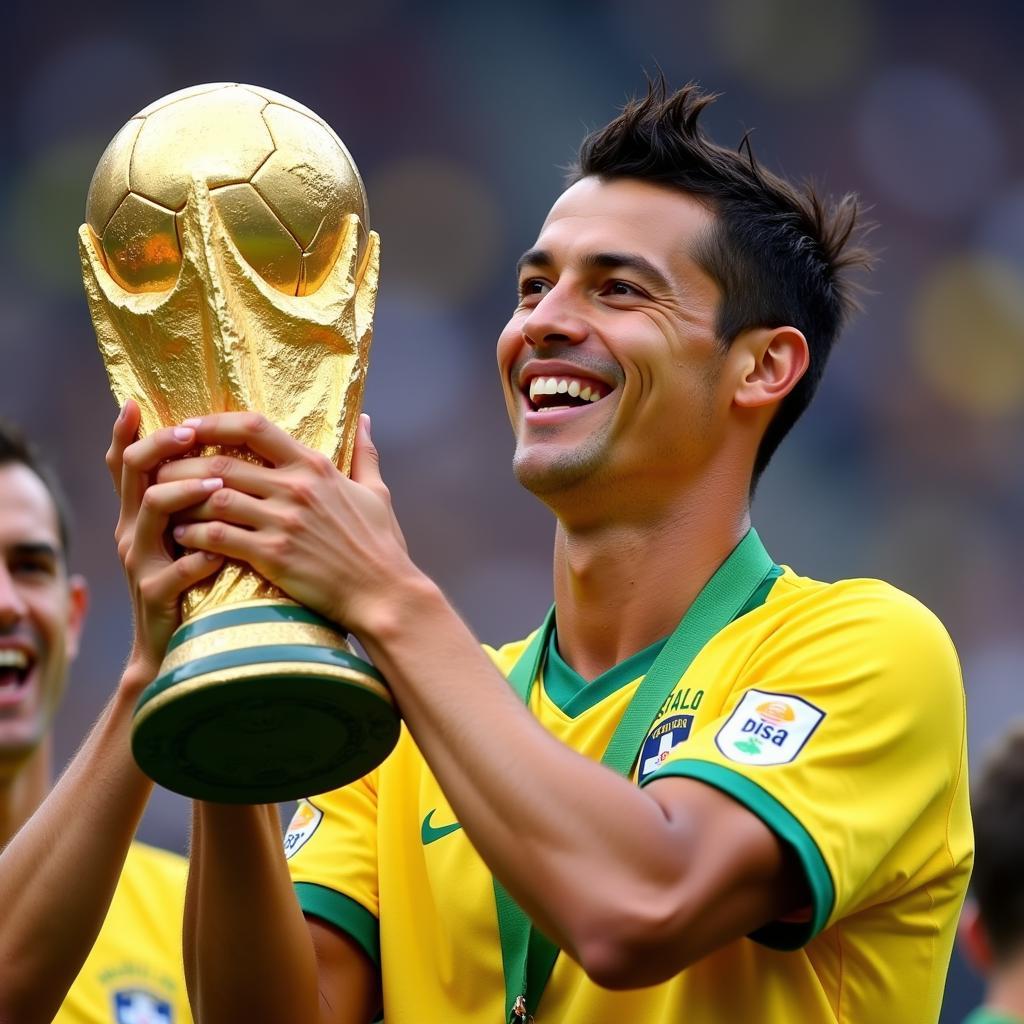 Luis Nazário nâng cúp vàng World Cup