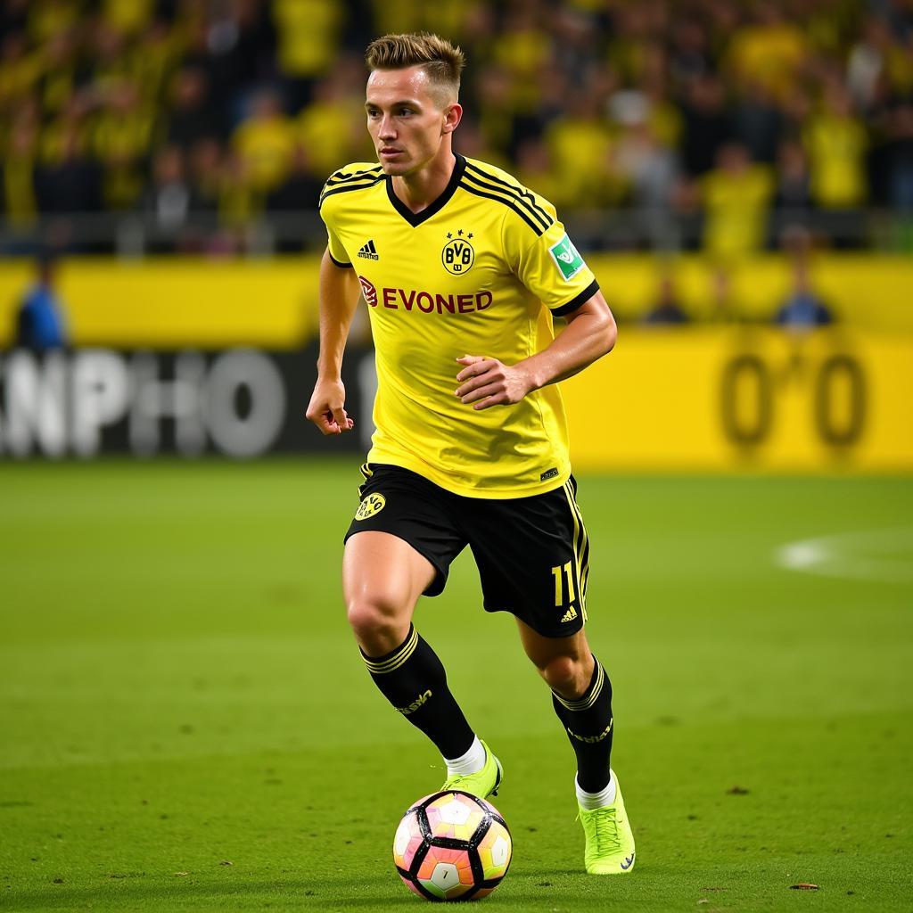 Marco Reus trong màu áo Dortmund với số áo 11 quen thuộc.