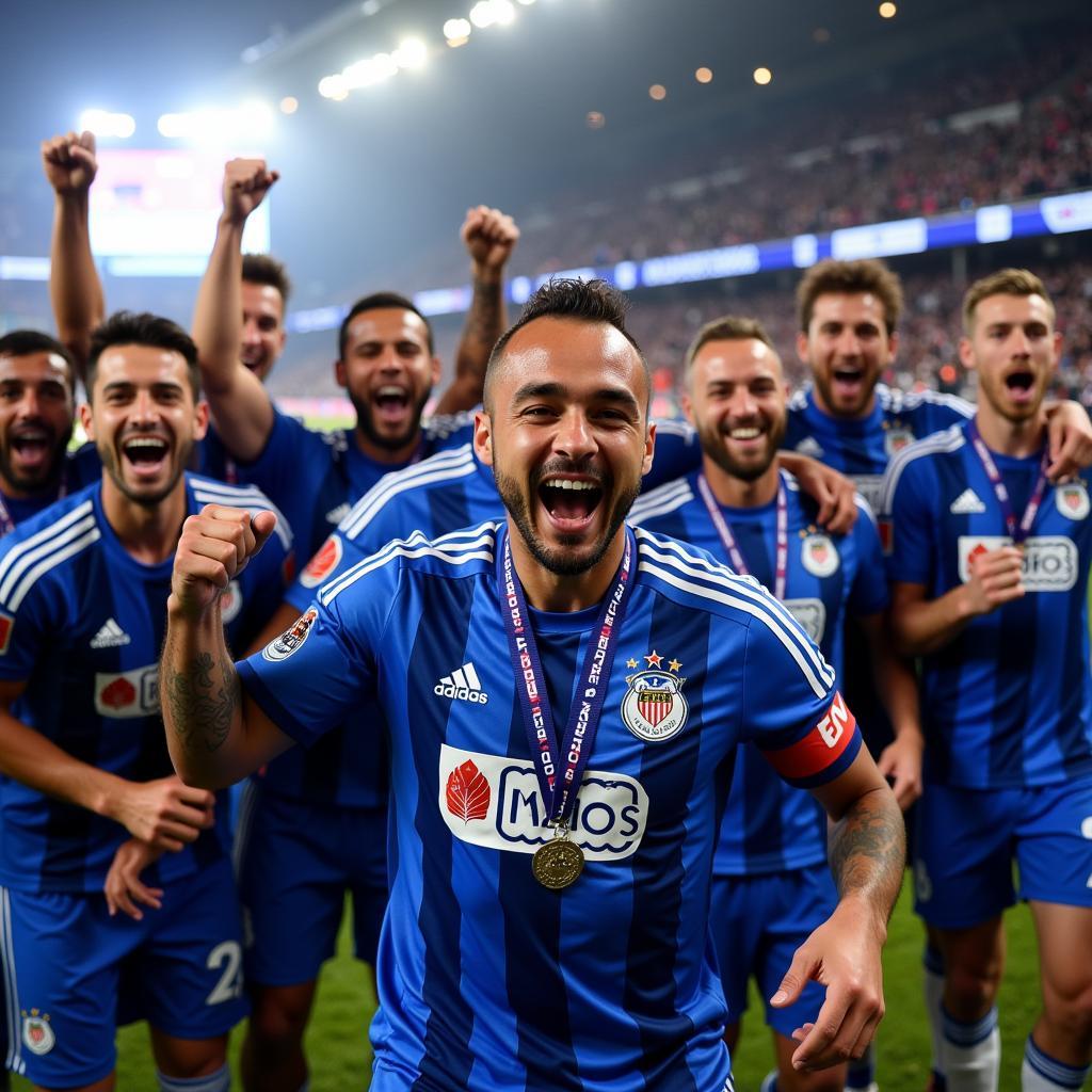 Mateus Uribe ăn mừng danh hiệu cùng đồng đội tại Porto