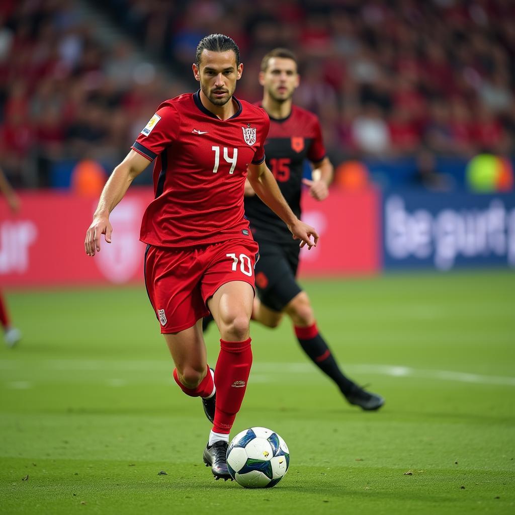 Myrto Uzuni trong màu áo đội tuyển quốc gia Albania
