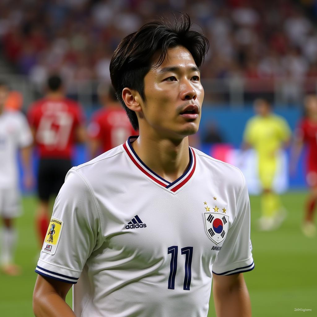 Park Ji-Sung trong màu áo đội tuyển Hàn Quốc