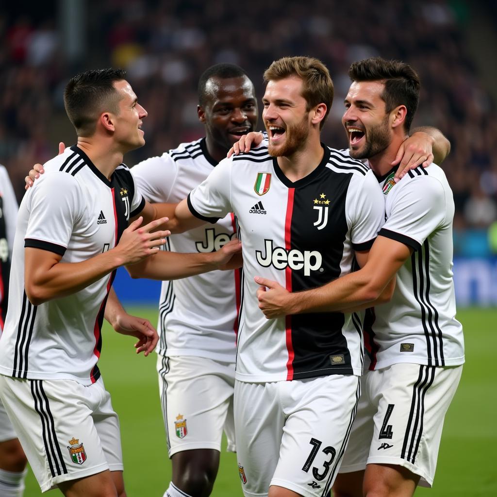 Pessotto ăn mừng cùng đồng đội tại Juventus
