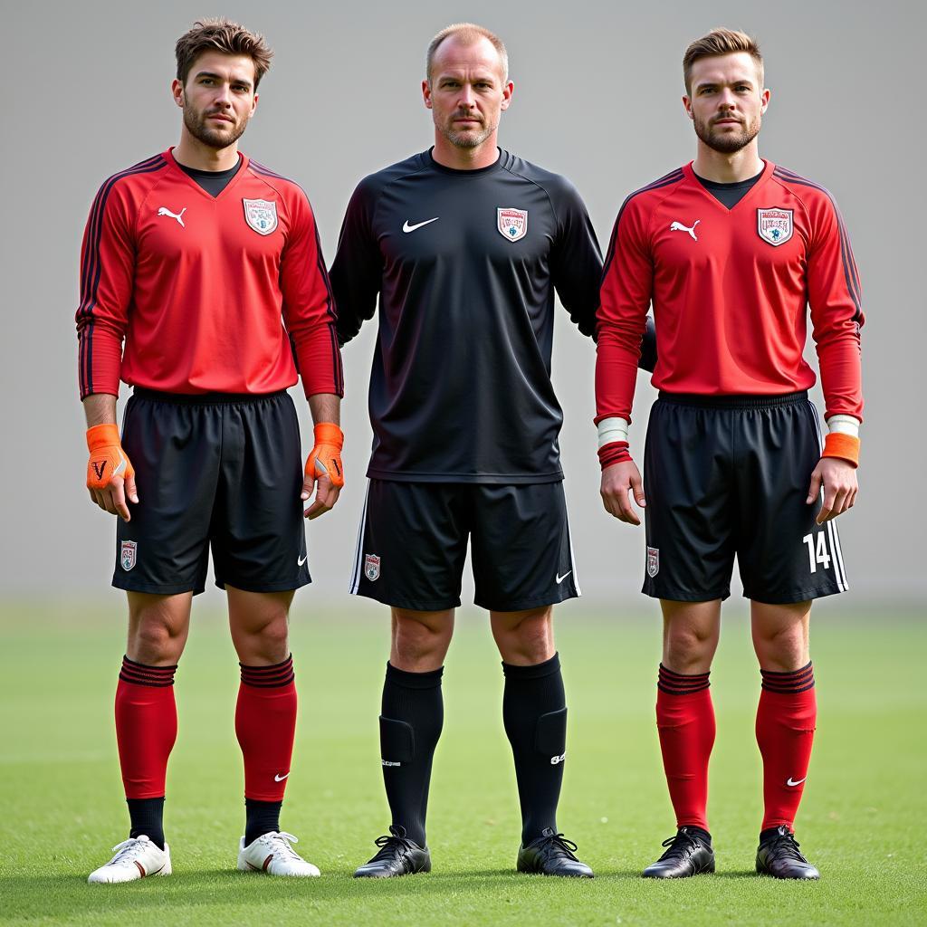 Hình ảnh so sánh chiều cao của Peter Schmeichel với các thủ môn nổi tiếng khác.