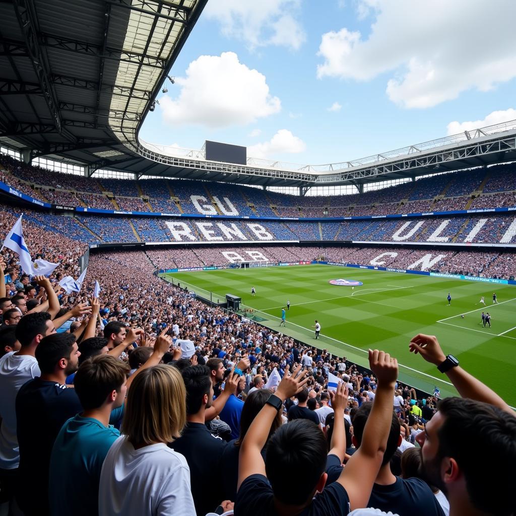 Real Madrid fans celebrating a goal