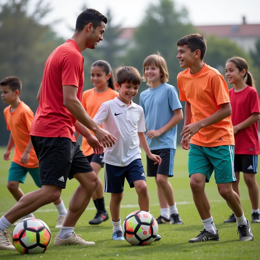 Ronaldo chơi bóng cùng trẻ em Becej
