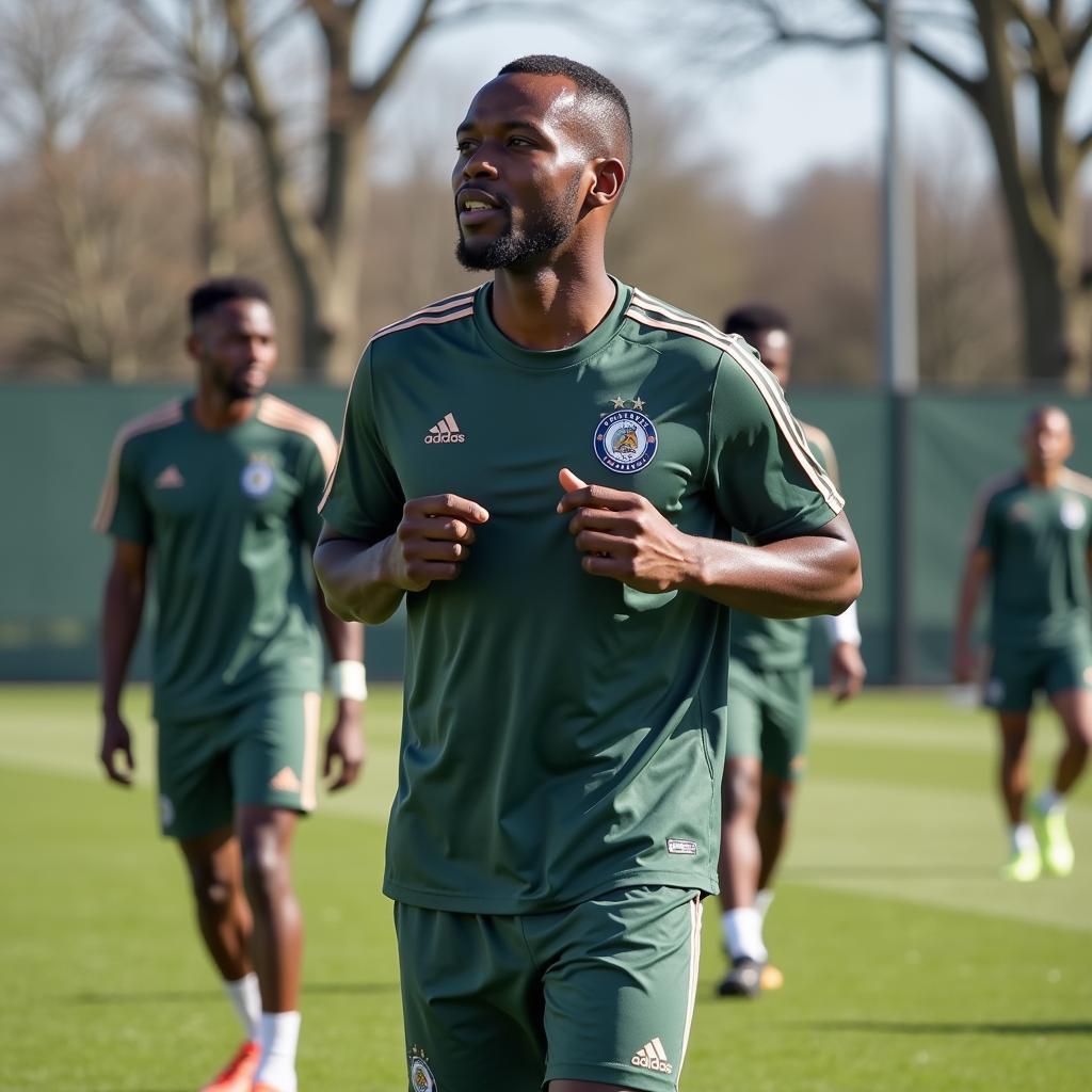 Samuel Bamba luyện tập chăm chỉ cùng đồng đội
