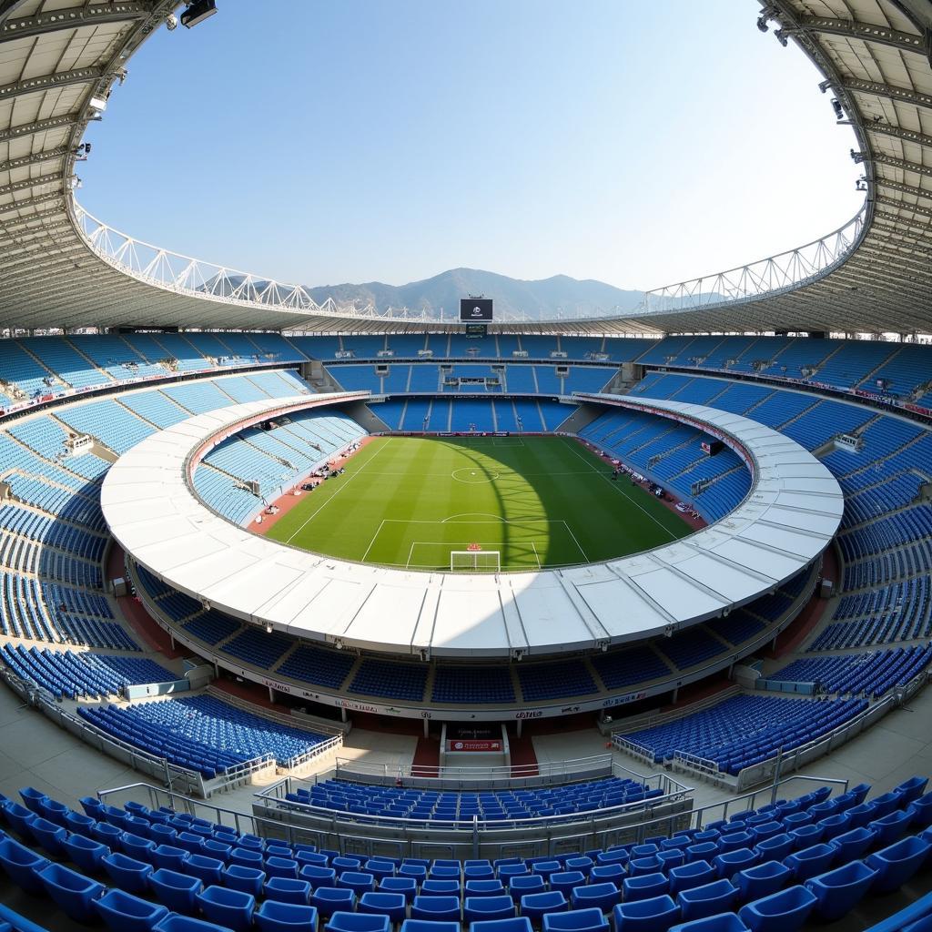 Toàn cảnh sân vận động Olympic Stadium Seoul với sức chứa khổng lồ và kiến trúc ấn tượng.