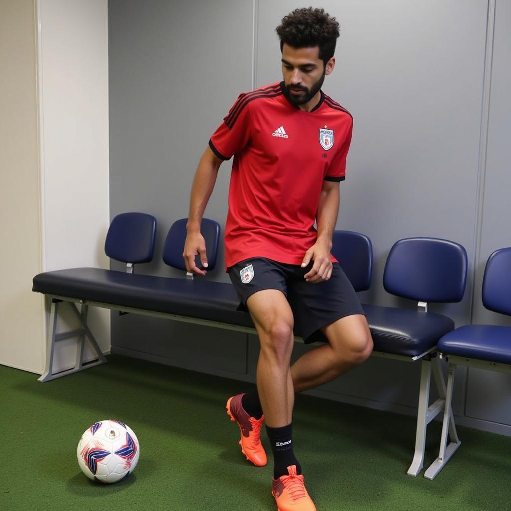 Yasser Alshahrani đang tập luyện phục hồi chấn thương sau World Cup 2022.