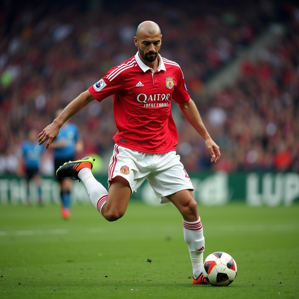 Hình ảnh Zidane thể hiện kỹ thuật bóng đá điêu luyện của mình